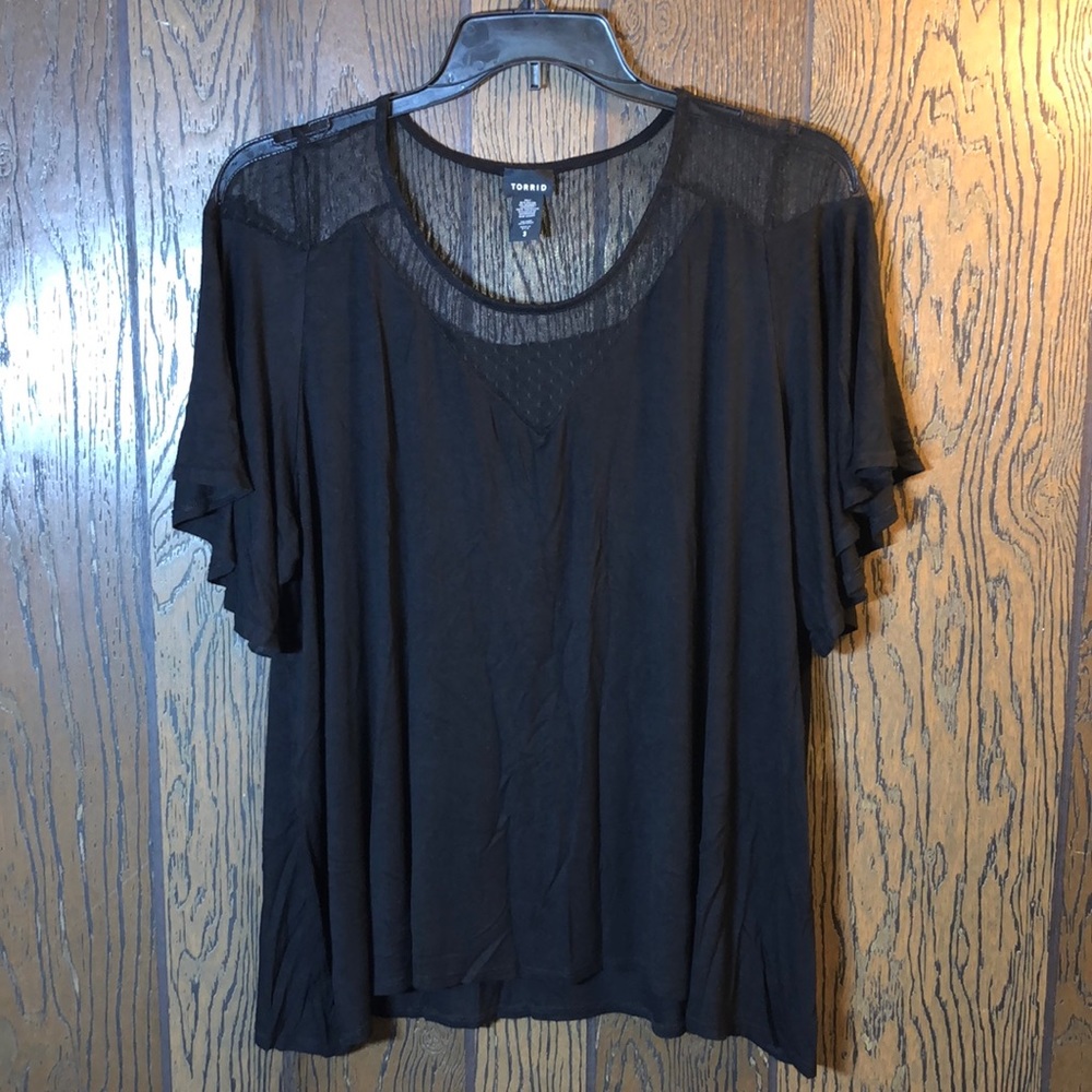 Torrid sexy black v neck mesh lace top 3x